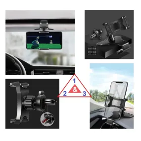 3 in 1 Car GPS Smartphone Holder: Dashboard / Visor Clamp   AC Grid Clip for Huawei P Smart - Black