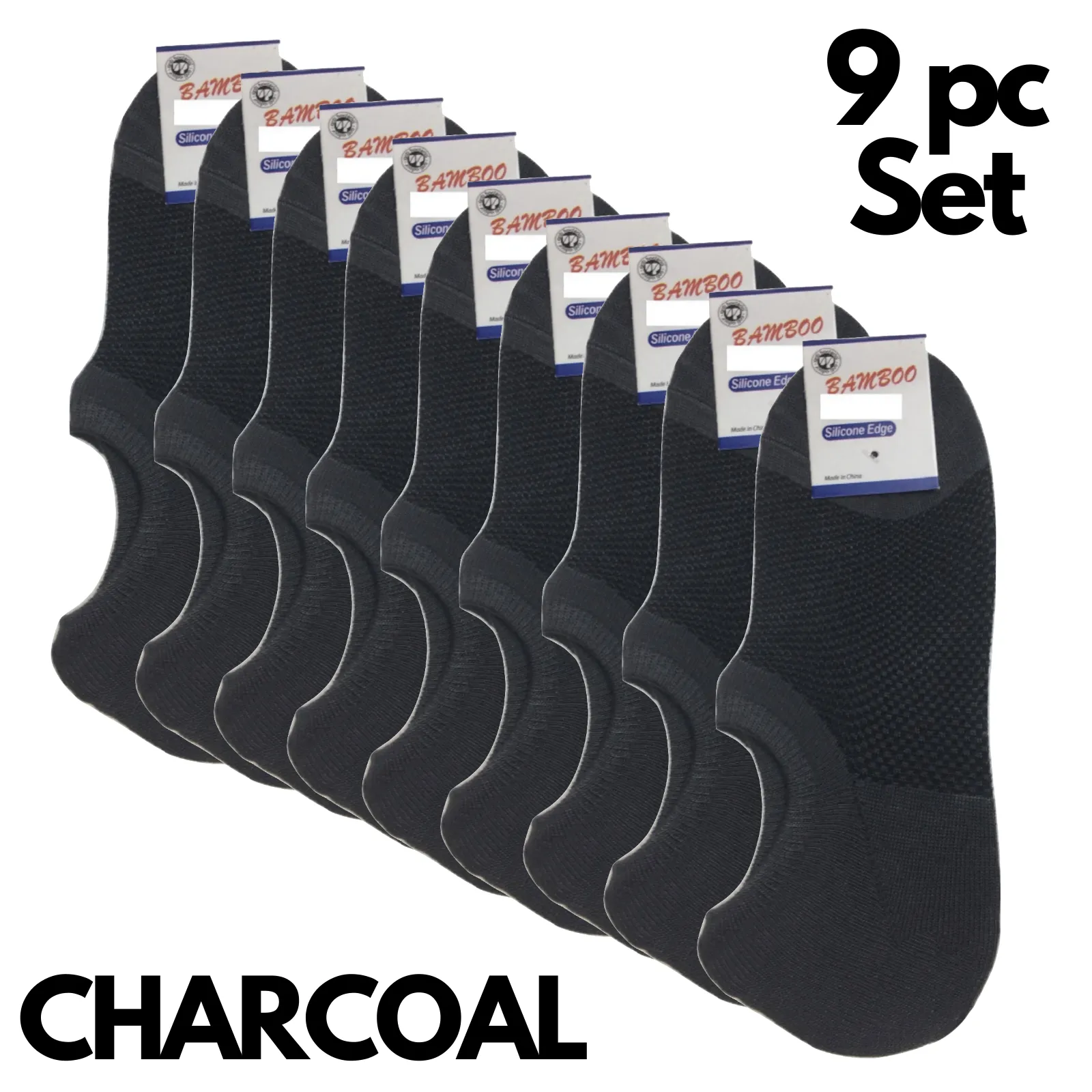9x Pairs No Show Bamboo Socks Non-Slip Heel Grip Low Cut Invisible Footlet New