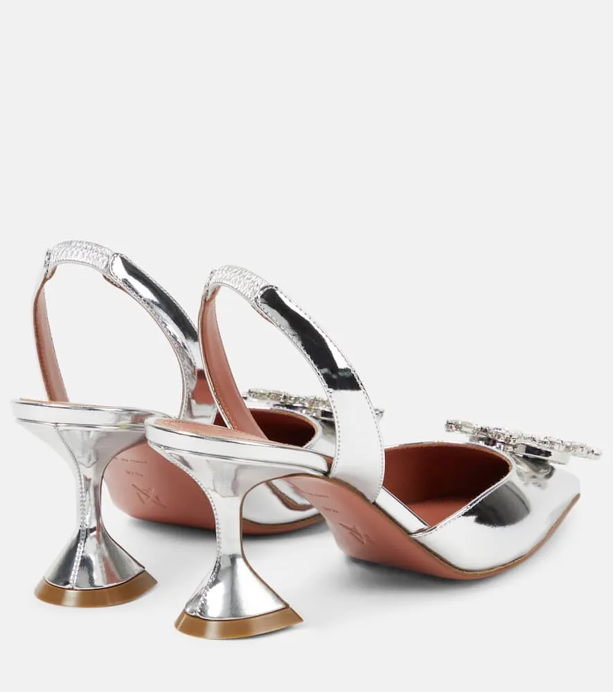 Amina Muaddi Begum 70 mirrored leather slingback pumps