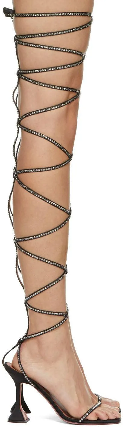 Amina Muaddi Black AWGE Edition Thigh-High LSD Gladi Heeled Sandals