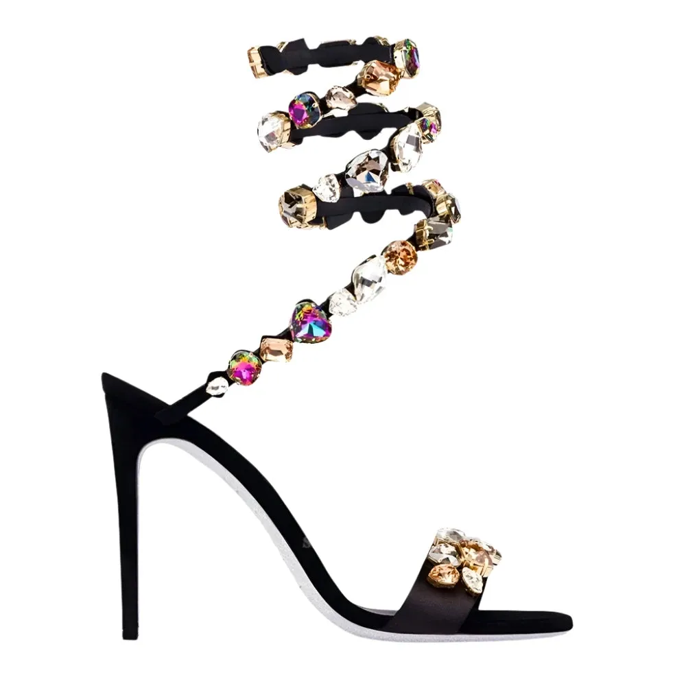 Crystal Snake Ankle Strap Sandals