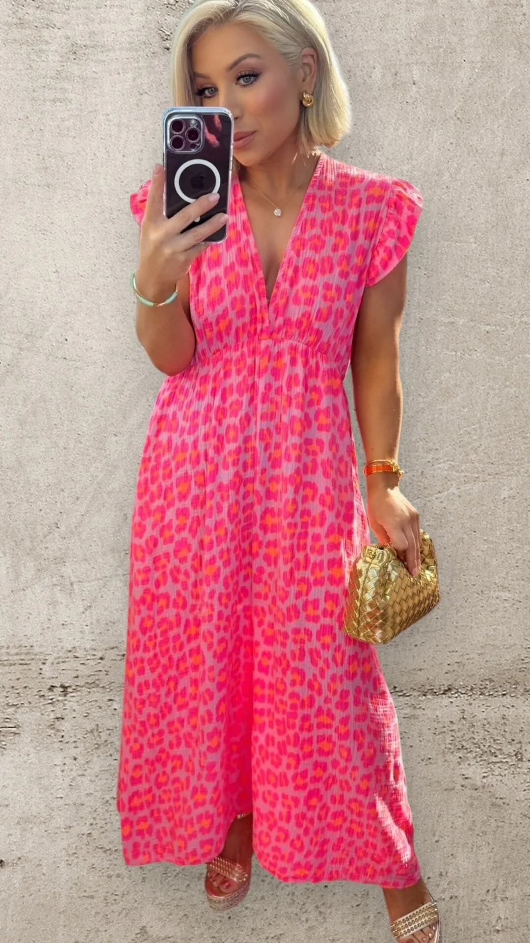 LILA ANIMAL PRINT DRESS - NEON PINK/LILAC