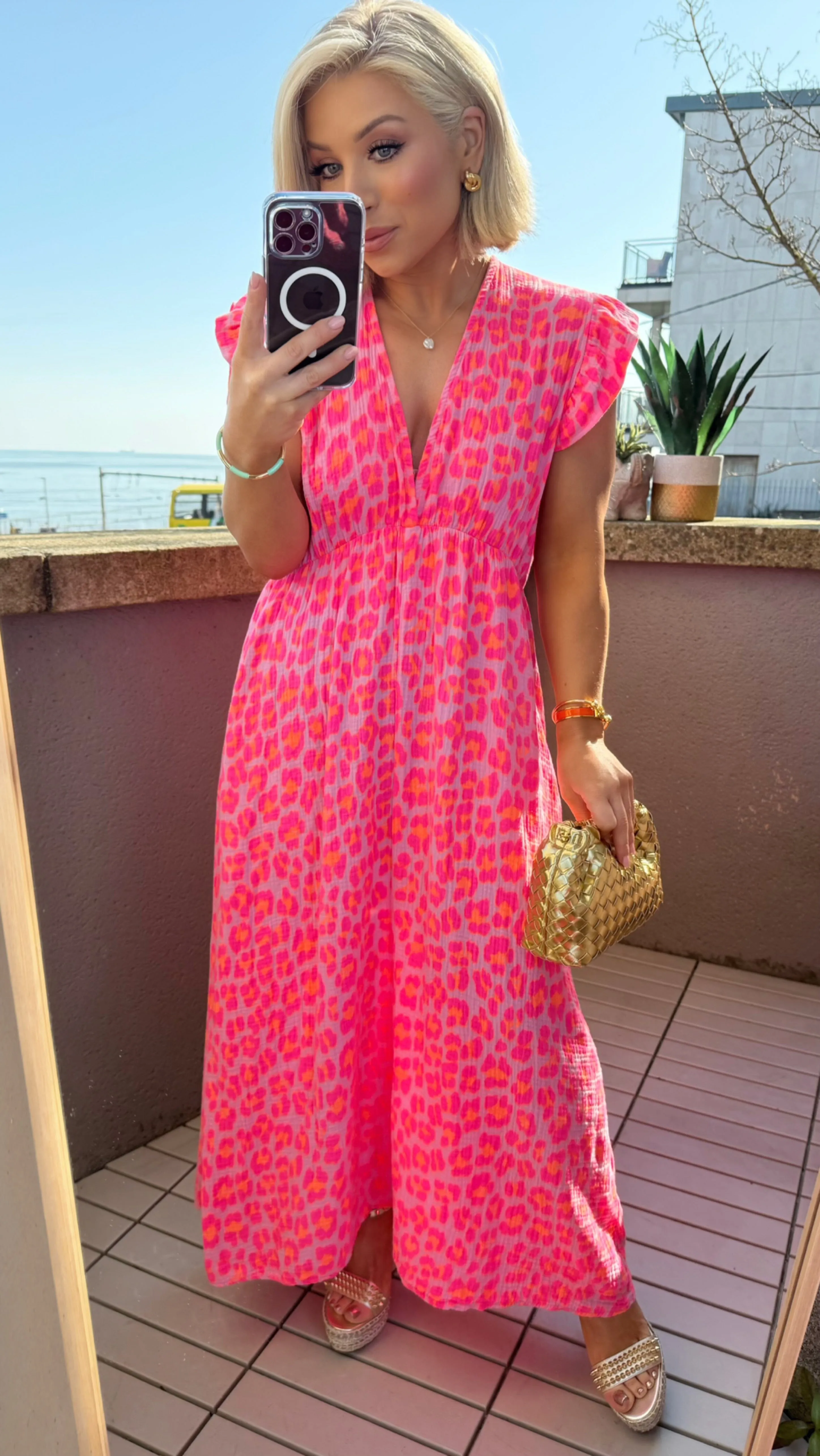 LILA ANIMAL PRINT DRESS - NEON PINK/LILAC