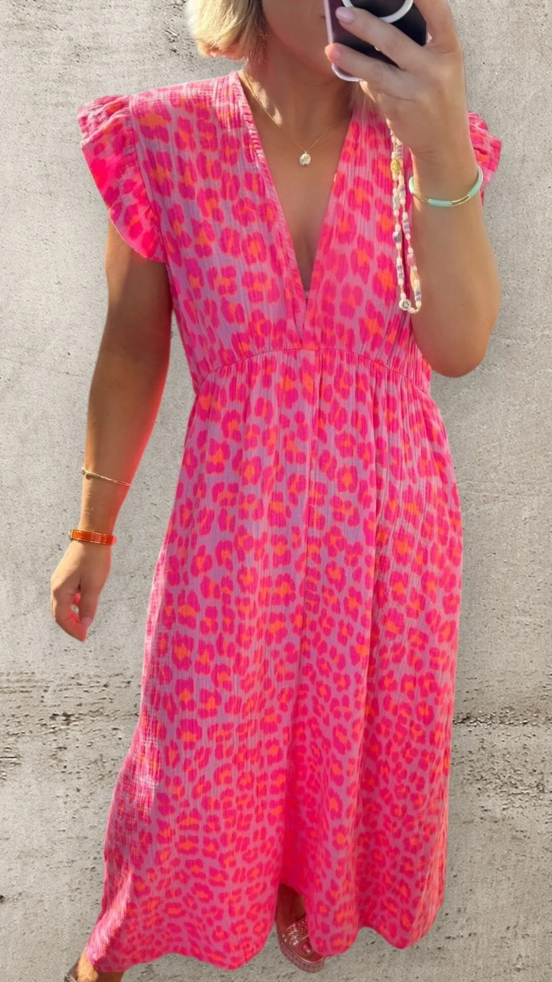 LILA ANIMAL PRINT DRESS - NEON PINK/LILAC