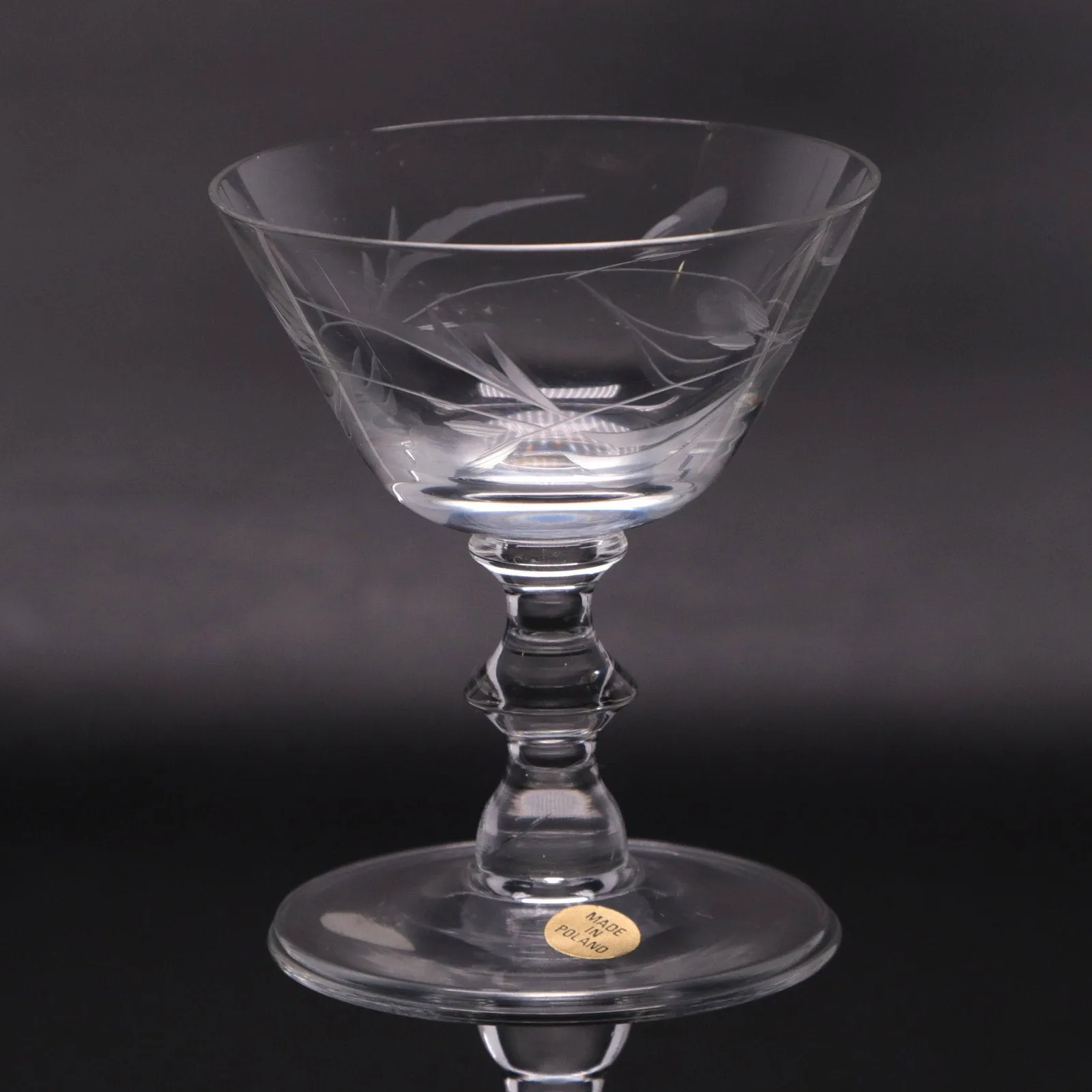 Price PCZ1 Etched Polish Crystal 3 3/4" Liquor Cocktail Glass Conical Bowl