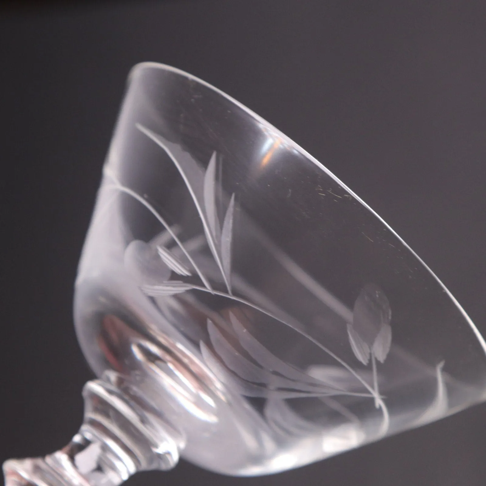 Price PCZ1 Etched Polish Crystal 3 3/4" Liquor Cocktail Glass Conical Bowl