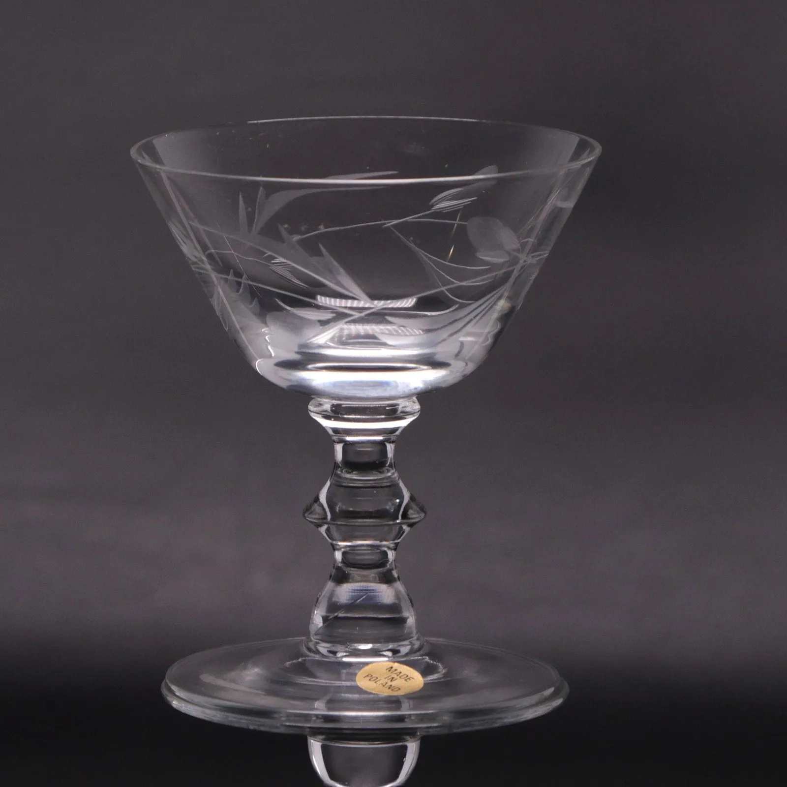 Price PCZ1 Etched Polish Crystal 3 3/4" Liquor Cocktail Glass Conical Bowl