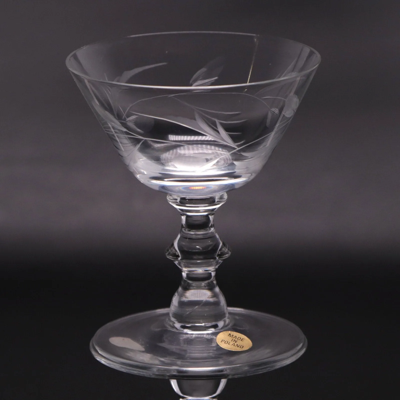 Price PCZ1 Etched Polish Crystal 3 3/4" Liquor Cocktail Glass Conical Bowl